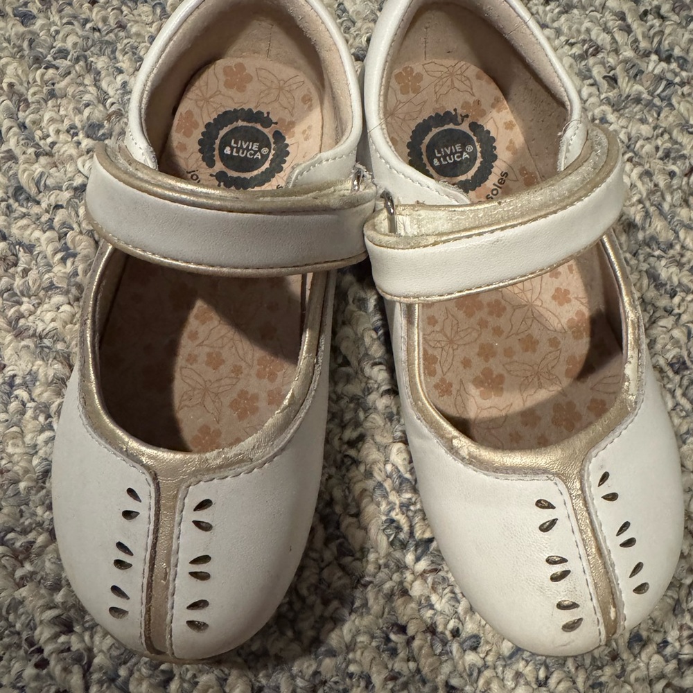 Livie & Luca Cream Dress Shoes for Kids